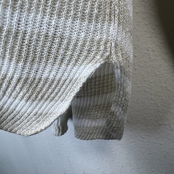 Eileen Fisher 100% Linen Knit Stripe Sweater XL Beige white striped - Picture 5 of 10